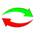 Two arrows: green and red - vector